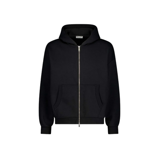 BASICS BLACK ZIP-UP HOODIE