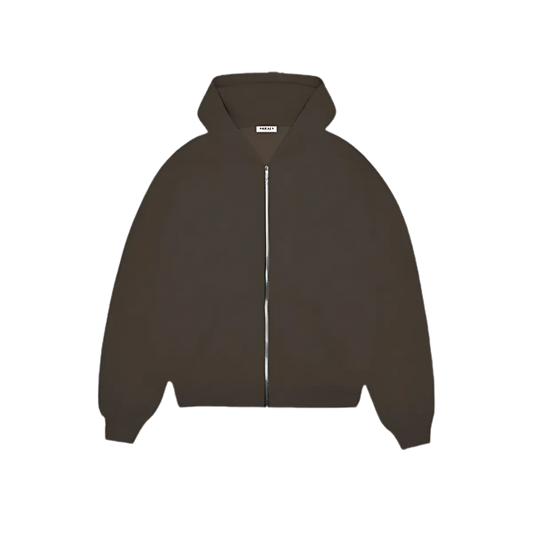 BASICS COFFEE ZIP-UP HOODIE