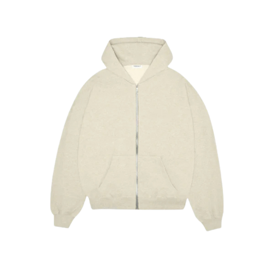 BASICS CREAM ZIP-UP HOODIE